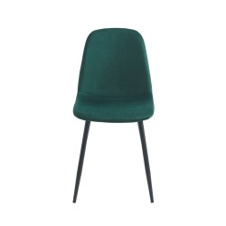Lot de 4 chaises LENA velours vert foncé pieds métal noir