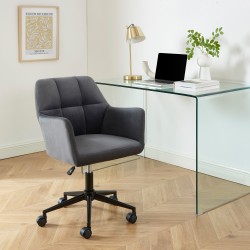 Fauteuil MONACO  en velours gris anthracite avec pieds noirs