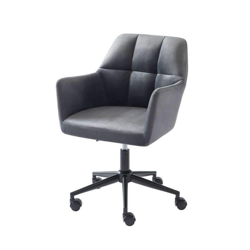 Fauteuil MONACO  en velours gris anthracite avec pieds noirs