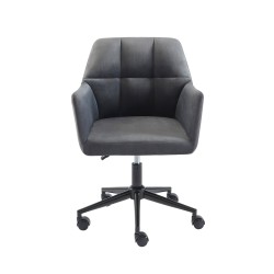 Fauteuil MONACO  en velours gris anthracite avec pieds noirs