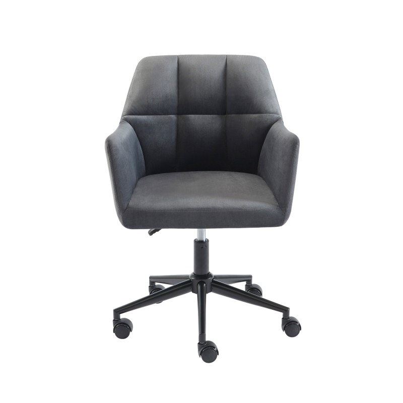 Fauteuil MONACO  en velours gris anthracite avec pieds noirs