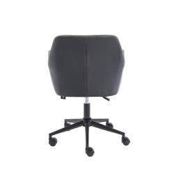 Fauteuil MONACO  en velours gris anthracite avec pieds noirs