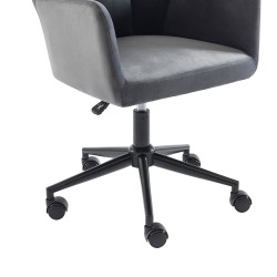 Fauteuil MONACO  en velours gris anthracite avec pieds noirs