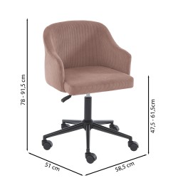 Fauteuil BARNABE en velours côtelé vieux rose
