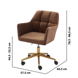 Fauteuil MONACO  en velours rouille avec pieds dorés