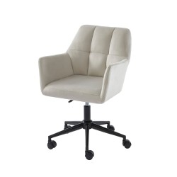 Fauteuil MONACO  en velours gris perle avec pieds noirs
