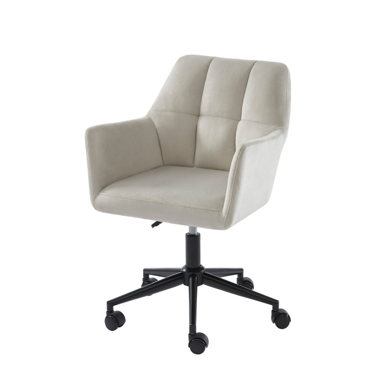 Fauteuil MONACO  en velours gris perle avec pieds noirs
