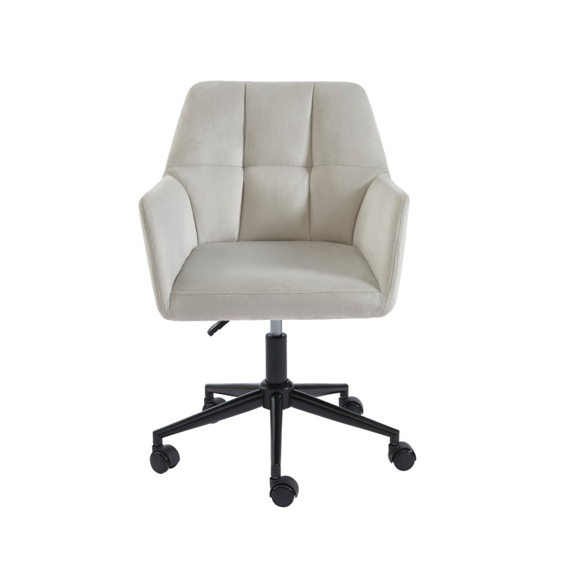 Fauteuil MONACO  en velours gris perle avec pieds noirs