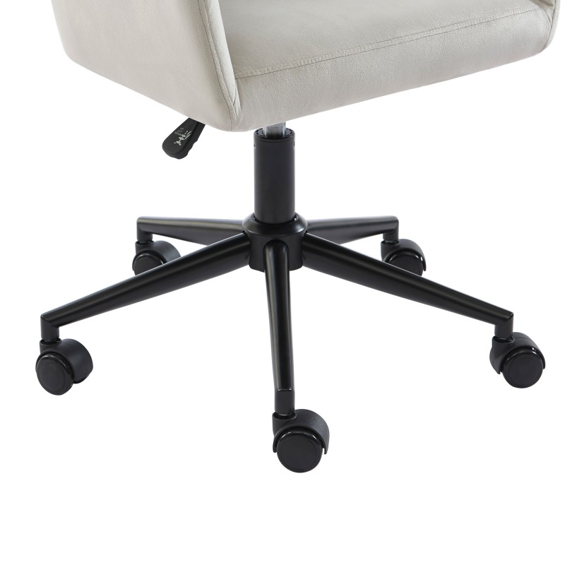 Fauteuil MONACO  en velours gris perle avec pieds noirs