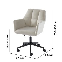Fauteuil MONACO  en velours gris perle avec pieds noirs