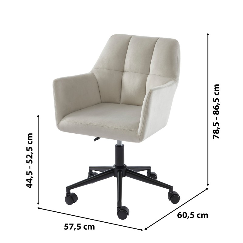 Fauteuil MONACO  en velours gris perle avec pieds noirs