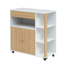 Desserte de cuisine MAX blanc et effet chêne 4 roulettes 80cm