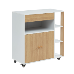 Desserte de cuisine MAX blanc et effet chêne 4 roulettes 80cm