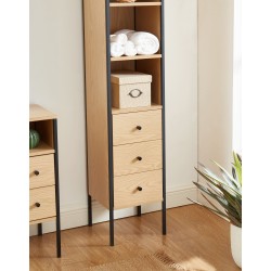 Colonne salle de bain ELLIOT coloris noir et effet bois