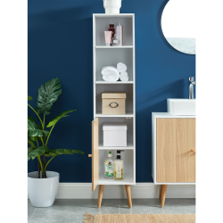 Colonne de salle de bain MAX blanc et effet chêne 30cm