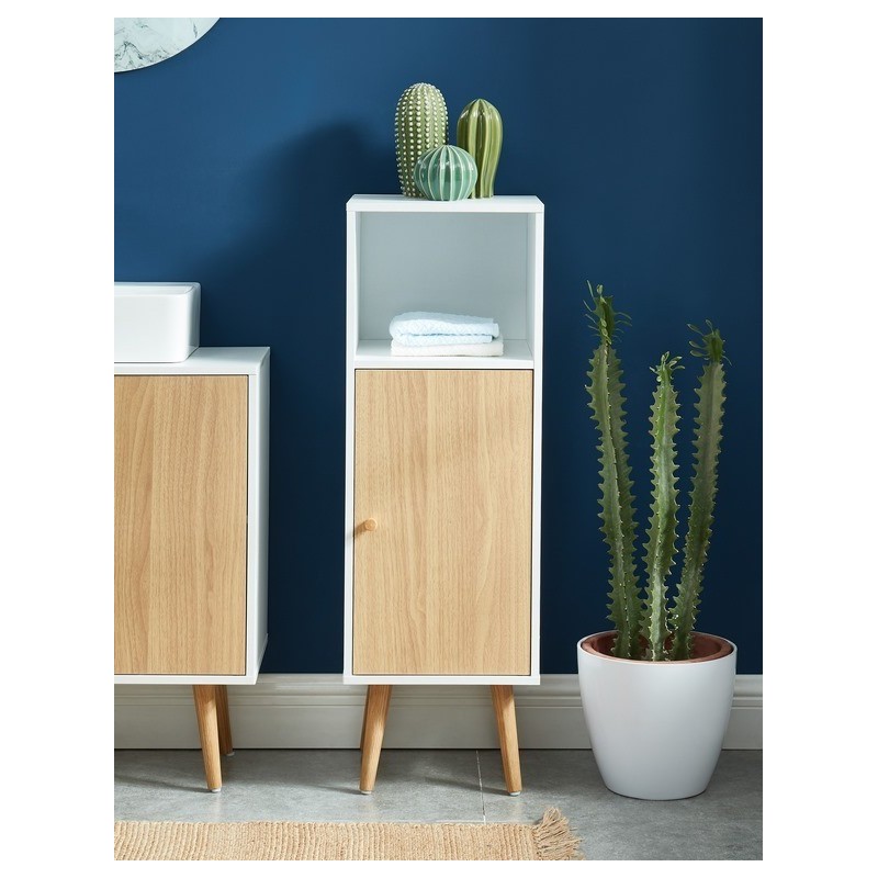 Colonne de salle de bain MAX blanc et effet chêne 30cm