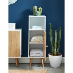 Colonne de salle de bain MAX blanc et effet chêne 30cm