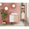 Meuble sous lavabo LEIKA effet chêne et motifs blancs 60cm