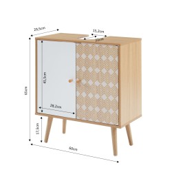 Meuble sous lavabo LEIKA effet chêne et motifs blancs 60cm