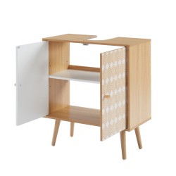 Meuble sous lavabo LEIKA effet chêne et motifs blancs 60cm