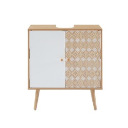 Meuble sous lavabo LEIKA effet chêne et motifs blancs 60cm
