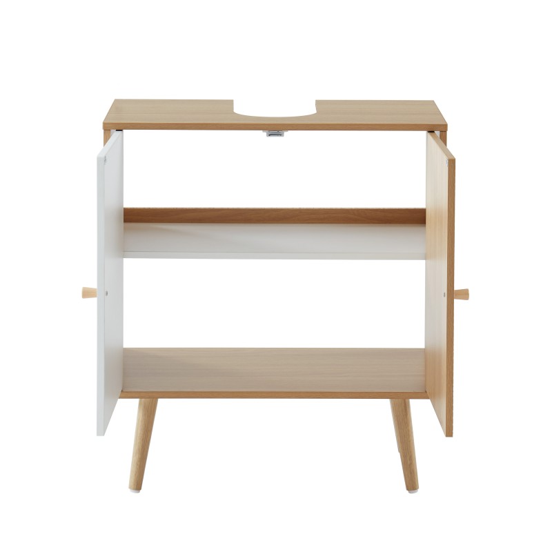 Meuble sous lavabo LEIKA effet chêne et motifs blancs 60cm