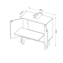 Meuble sous lavabo MAX blanc et effet chêne 60cm
