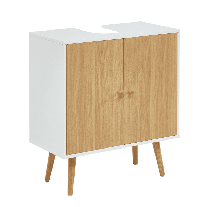 Meuble sous lavabo MAX blanc et effet chêne 60cm