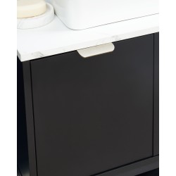 Meuble sous lavabo GAIA noir et effet marbre blanc 60cm