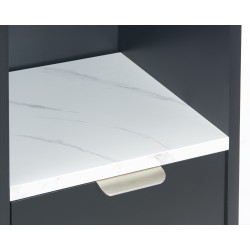 Meuble sous lavabo GAIA noir et effet marbre blanc 60cm