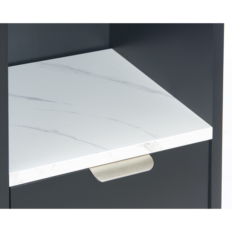 Meuble sous lavabo GAIA noir et effet marbre blanc 60cm