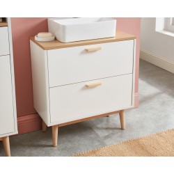 Meuble sous lavabo MILA blanc et effet chêne 60cm