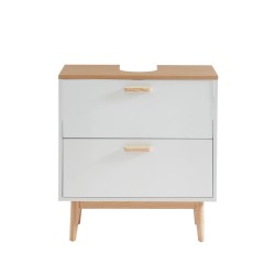 Meuble sous lavabo MILA blanc et effet chêne 60cm