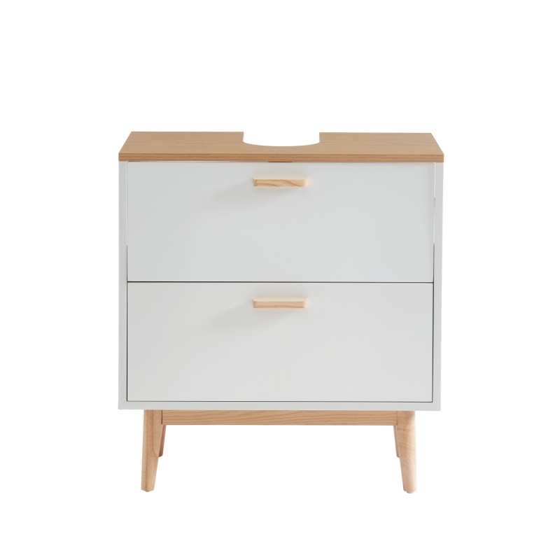 Meuble sous lavabo MILA blanc et effet chêne 60cm