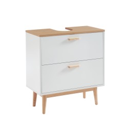 Meuble sous lavabo MILA blanc et effet chêne 60cm