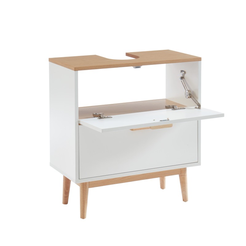 Meuble sous lavabo MILA blanc et effet chêne 60cm