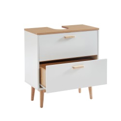 Meuble sous lavabo MILA blanc et effet chêne 60cm