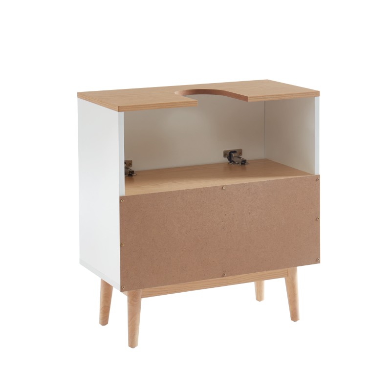 Meuble sous lavabo MILA blanc et effet chêne 60cm