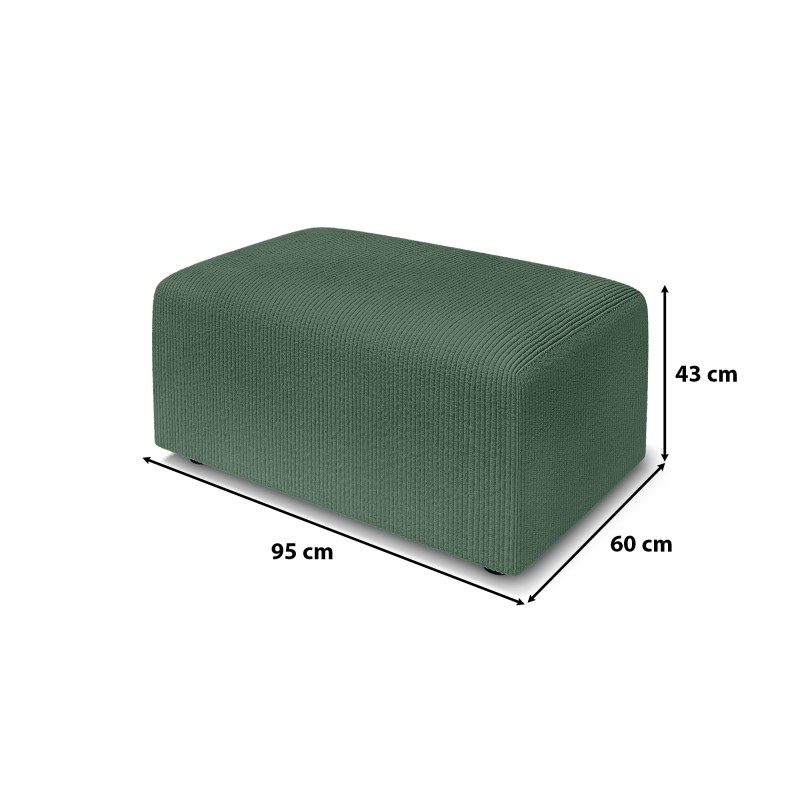 Pouf LEO velours côtelé vert