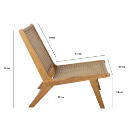 Fauteuil de jardin TARA en bois d'acacia et résine tressée