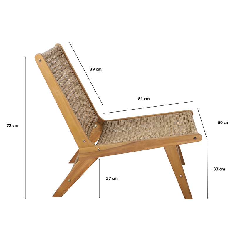 Fauteuil de jardin TARA en bois d'acacia et résine tressée