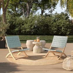 Lot de 2 fauteuils de jardin MATERA en bois d’acacia  FSC blanchi et corde verte