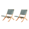 Lot de 2 fauteuils de jardin MATERA en bois d’acacia  FSC blanchi et corde verte