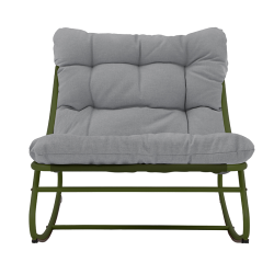 Fauteuil à bascule ANA en acier kaki et textilene kaki avec coussin gris