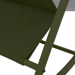 Fauteuil à bascule ANA en acier kaki et textilene kaki avec coussin gris