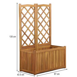 Jardinière avec treillis MIRI en bois d'acacia FSC 43,5x87x130 cm