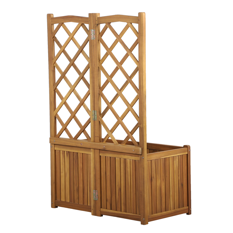 Jardinière avec treillis MIRI en bois d'acacia FSC 43,5x87x130 cm