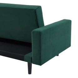 Canapé d'angle LUXURY convertible 4 Places en velours vert et pieds en bois avec angle réversible