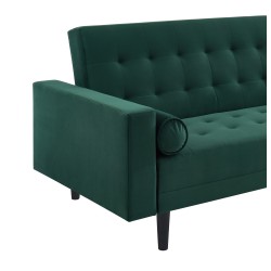 Canapé d'angle LUXURY convertible 4 Places en velours vert et pieds en bois avec angle réversible