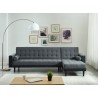 Canapé d'angle convertible LUXURY 4 places en tissu gris et PU noir avec angle réversible